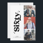 60誕生日招待状モダンミニマルシンプル写真 招待状<br><div class="desc">60番目の誕生日モダン招待状ミニマルシンプルレトロ白黒フォト数々のタイポグラフィデザイン。</div>