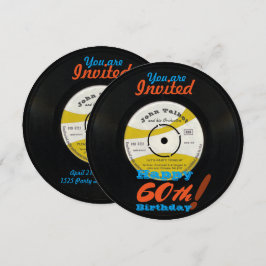 60誕生日招待状レトロレコード45RPM 招待状