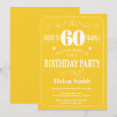 60誕生日招待状黄と白 招待状 (正面/裏面)