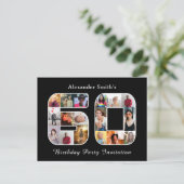 60誕生日招待状60フォト白黒 ポストカード (スタンド正面)