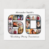 60誕生日招待状60フォト白黒 ポストカード (正面)