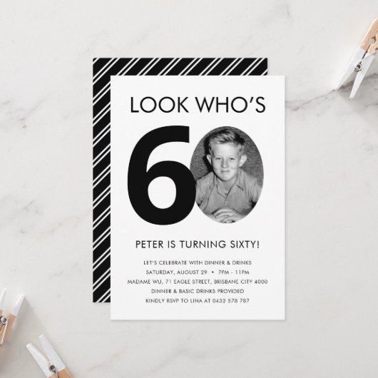 60誕生日招待状(写真あり) 招待状 (正面/裏面インサイチュ)