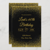 60誕生日招待状-60インチ金ゴールド | モダン 招待状 (正面/裏面)