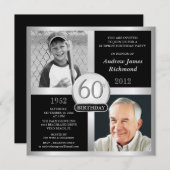 60誕生日招待状Then & Now Photos 招待状 (正面/裏面)