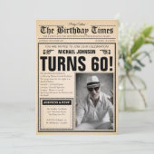 60誕生日新聞カバーユーモアカスタム写真 招待状 (スタンド正面)