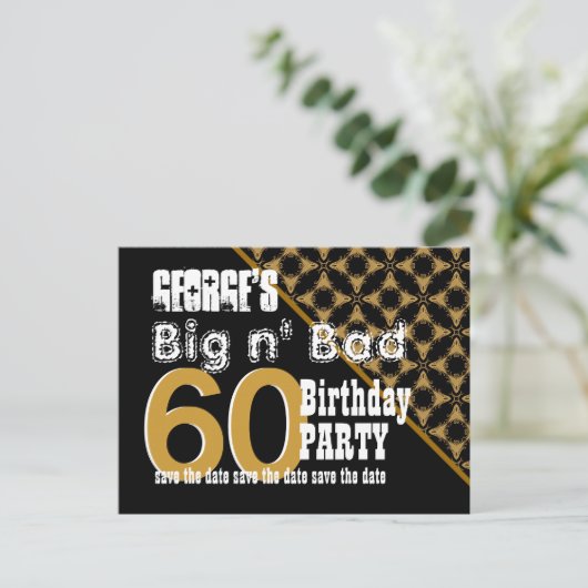 60誕生日日付パターンの対角線V04Aを保存 案内ポストカード (スタンド正面)