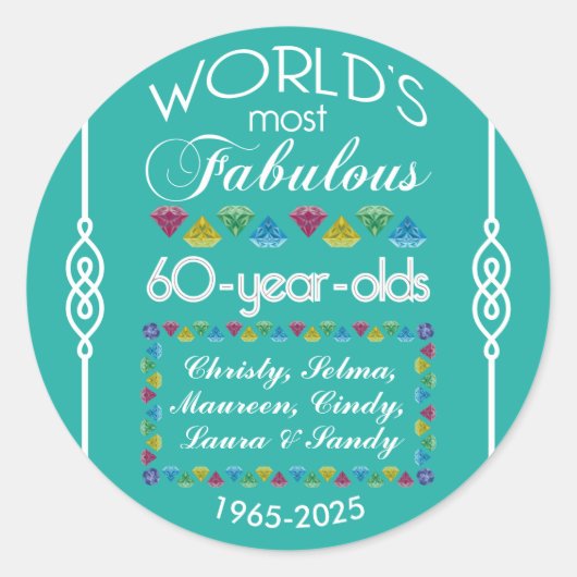 60誕生日最も素晴らしい仲間の宝石のグループ ラウンドシール (正面)
