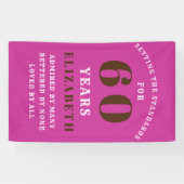 60誕生日標準鮮やかピンクあなたの名前を追加 横断幕 (横)