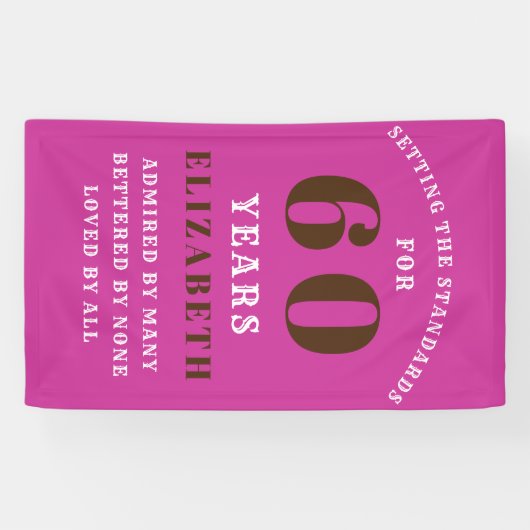 60誕生日標準鮮やかピンクあなたの名前を追加 横断幕 (横)