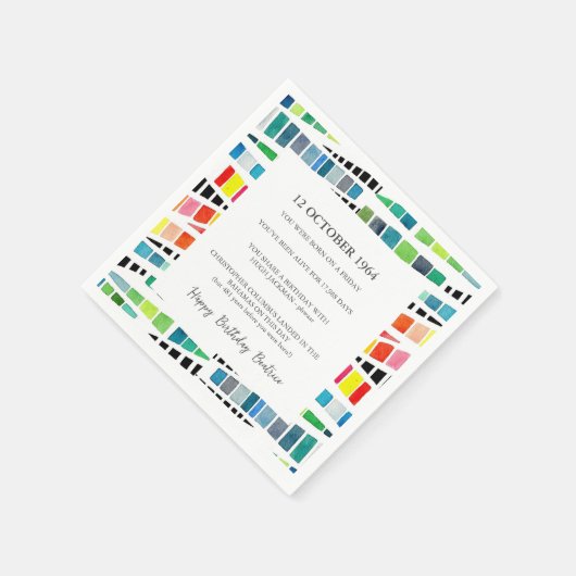 60誕生日水彩幾何学おもしろいファクト スタンダードカクテルナプキン (角)