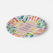 60誕生日水彩幾何学模様 ペーパープレート (アングル)