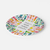 60誕生日水彩幾何学模様 ペーパープレート (アングル)