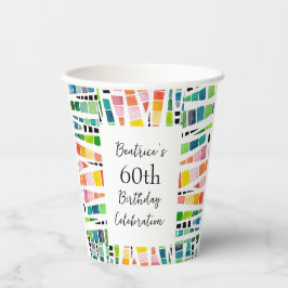 60誕生日水彩幾何学模様 紙コップ