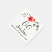 60誕生日水彩画バラフローラパーティー スタンダードカクテルナプキン (角)