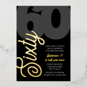 60誕生日特大60脚黒金ゴールド 箔招待状 (正面)