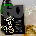 60誕生日特大60脚黒金ゴールド 箔招待状<br><div class="desc">高級金ゴールド箔と60誕生日招待状。金ゴールドフォイルシンプルスクリプトで「60」と文字のドラマチックだが招待状、60のオーバーサイズと招待テンプレートを編集する簡単。シックで上品はっきりしただが控えめなミニマルタイポグラフィデザイン60歳の誕生日パーティー招待状大人の男性または女性。</div>