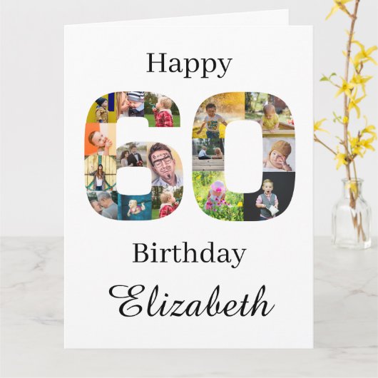 60誕生日独自のInstagramフォトカードを作成 カード (黄色い花)