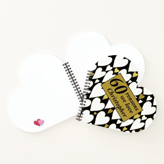 60誕生日理由ハート型ゲストブックギフト ノートブック (内部)