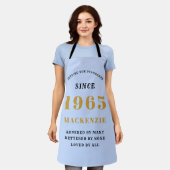 60誕生日生まれ1965青 エプロン (着用した状態)