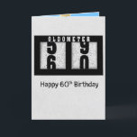 60誕生日用の黒い走行距離 カード<br><div class="desc">60歳の誕生日のためのソフト灰色の斑点の背景に黒い車の走行距離計。</div>