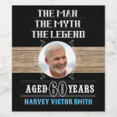 60誕生日男の伝説の写真 ワインラベル (シングルラベル)
