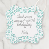 60誕生日番号60パターンティール（緑がかった色）と白 フェイバータグ (裏面)