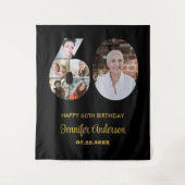 60誕生日番号60フォトコラージッモダンク タペストリー (正面)
