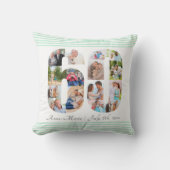 60誕生日番号60フォトコラージミントグリーン クッション (正面)