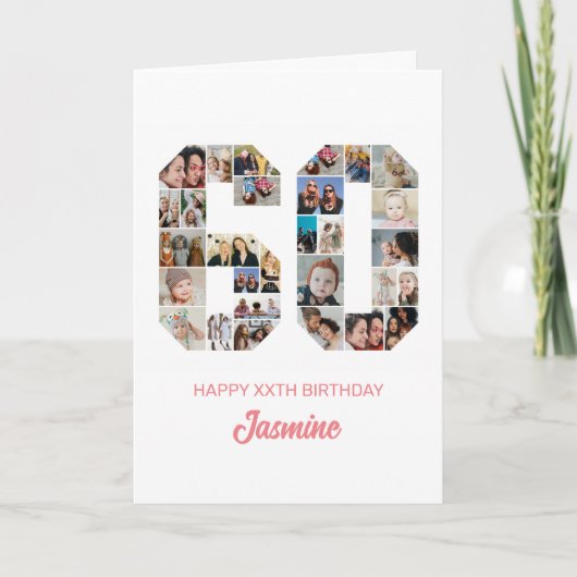 60誕生日番号60フォトコラージュパーソナライズされた カード (正面)