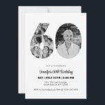 60誕生日番号60フォトコラージュ白黒 招待状<br><div class="desc">60th誕生日ナンバーフォトコラージュで、素晴らしい思い出と冒険の60年をマーク。このカスタマイズ可能なテンプレートは、創造性と気持ちの完璧なブレンドであり、あなたの愛する人の特別な日のために本当に思い出に残る贈り物を作成することができる。綿密に設計された数の写真コラージュ独身のテンプレートを使用して、最高傑作で信じられないほどの年月の本質を捉える。誕生祝いでも節目の記念日でも、大切な思い出とデザインを楽々に組み合わせ芸術的たテンプレート。</div>