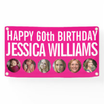 60誕生日白ピンク6枚のフォトサークル