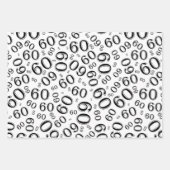 60誕生日白黒ナンバーパターン60 ラッピングペーパーシート (正面2)