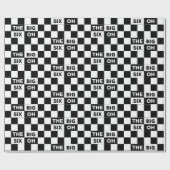 60誕生日白黒パター市松模様にン ラッピングペーパー (フラット)