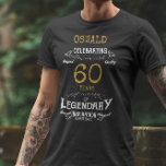 60誕生日白黒金ゴールドメンズ Tシャツ<br><div class="desc">心からのメッセージを持つヴィンテージ誕生日Tシャツ。名前を追加し、テンプレートを使用して年を変更する</div>