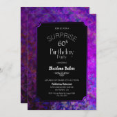 60誕生日紫と黒のサプライズパーティー 招待状 (正面/裏面)
