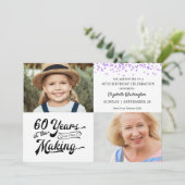 60誕生日紫の紙吹雪 招待状 (スタンド正面)