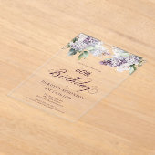 60誕生日紫春薄紫花 アクリル招待状 (レイダウン)