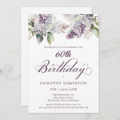 60誕生日紫春薄紫花 招待状 (正面/裏面)