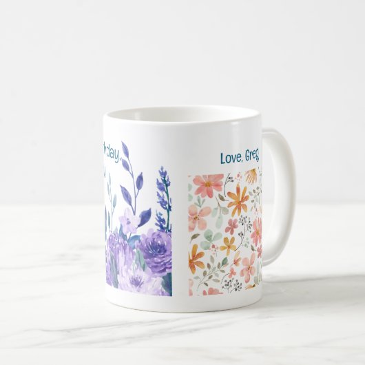 60誕生日花ラヴエレガントモダンフローラ コーヒーマグカップ (正面右)