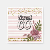 60誕生日花枠ピンク甘60 スタンダードカクテルナプキン (正面)