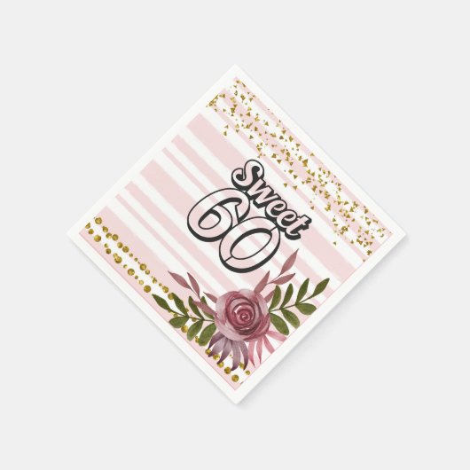 60誕生日花枠ピンク甘60 スタンダードカクテルナプキン (角)