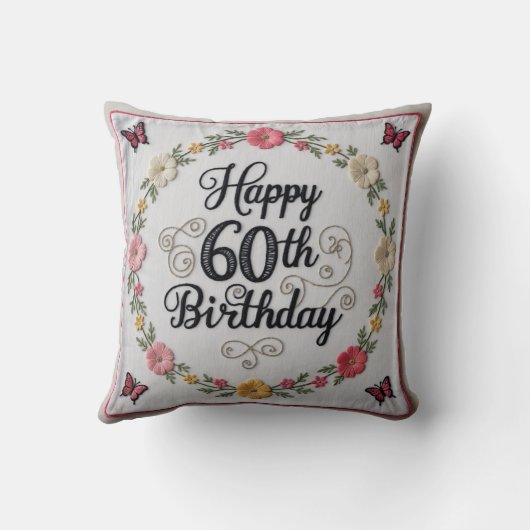 60誕生日装飾用クッション:ユニーク記念すべき クッション (裏面)