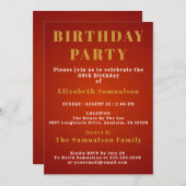 60誕生日設定基準レッドバースデーパーティー 招待状 (正面/裏面)