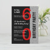 60誕生日赤モダン銀色D845 招待状 (スタンド正面)