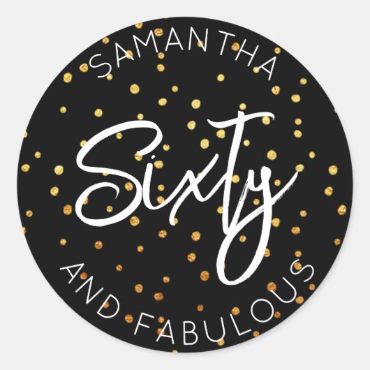 60誕生日金ゴールドグリッター60と素晴らしい ラウンドシール (正面)