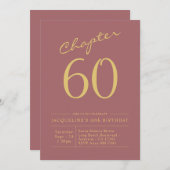60誕生日金ゴールドピンク 招待状 (正面/裏面)