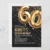 60誕生日金ゴールドブラック招待状 招待状 (正面)