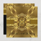 60誕生日金ゴールドブラック華美ジュエル2 招待状 (正面/裏面)