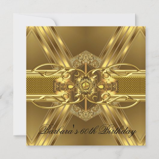 60誕生日金ゴールドブラック華美ジュエル2 招待状 (正面)
