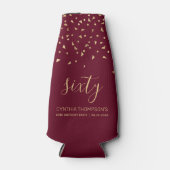 60誕生日金ゴールド三角形紙吹雪ブルゴーニュ ボトルクーラー (正面)